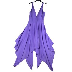 JJs House Purple Fairycore‎ Handkerchief Hem V-Neck Gown Women  6-8 Cottagecore